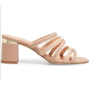 TED BAKER London “Emmalii” Strappy Slide Sandal Nude Pink Leather Braided Sz 6.5